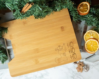 Personalized Christmas gift | Bamboo cutting board Ho Ho Ho | Engraved kitchen board | Christmas gift idea | Wooden kitchen decoration
