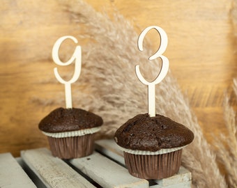 Cake Topper Number Wooden Birthday Cake Decoration Children's Birthday | Number Cake Topper Wooden Birthday Cake Children's Party Decoration