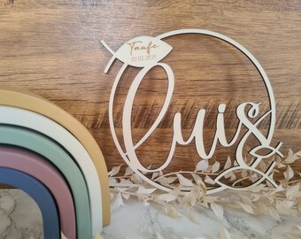 Personalized baptism decoration sign | Wooden wall decoration with name & date | Baptism gift | Baptism decoration for baby's room | Wooden baptism gift