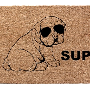 ThisWear Bulldog Mom We're A Bulldog Family New Home Decor Doormat Simulated Coir ThisWear Bulldog Mom We're A Bulldog Family New Home Decor Doormat Simulated Coir