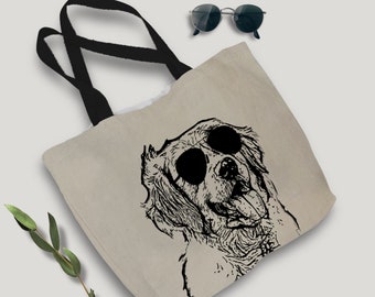 Golden Retriever Tote Bag | 100% Recycled Cotton | Earth Friendly | Cute Tote Bag