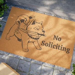 No Soliciting Shiba Inu Doormat: Personalized Dog Breed Coir Mat