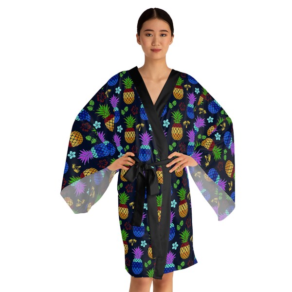 Neon Yellow Pineapple Hawaiian Print Women's Robe