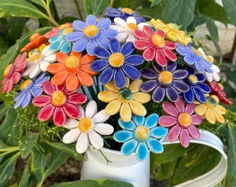 Petite fleur/marguerite en céramique, tuteur pour plante, accessoires de jardin féeriques, décoration de jardin, accessoires pour plantes