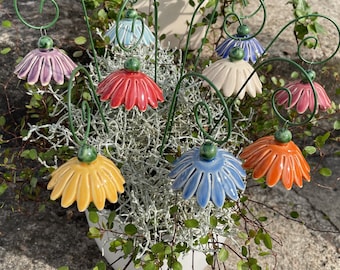 Flor de cerâmica/flores de contos de fadas, estaca de planta, acessórios de jardim de fadas, decoração de jardim, acessórios de planta