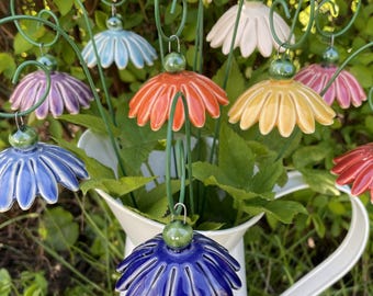Ceramic Flower/Fairytale Flowers,Plant stake, fairy garden accessories, garden decor, plant accessories