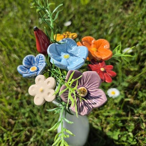 8 flowers, Ceramic Flowers Bouquet,Floral centerpiece of handmade ceramic flowers, gifts and real touch bouquets
