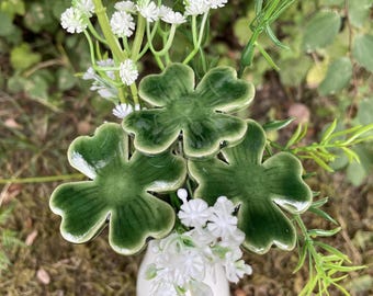 Ceramic Four-leaf clover,Plant stake, fairy garden accessories, garden decor, plant accessories,unique gift