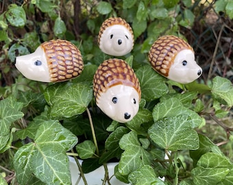 Ceramic Hedgehog,Plant stake, fairy garden accessories, garden decor, plant accessories,unique gift,Unique gift