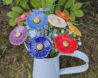 Ceramic Flower Anemone/small,Plant stake, fairy garden accessories, garden decor, plant accessories