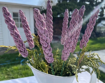 Flor de cerámica, lavanda, estaca de planta, accesorios de jardín de hadas, decoración de jardín, accesorios de plantas