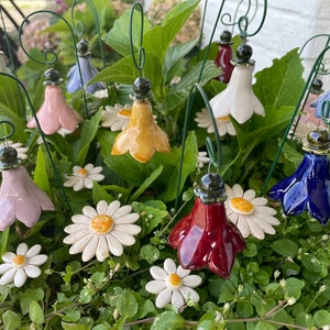 Ceramic Bellflower,Plant stake, fairy garden accessories, garden decor, plant accessories,unique gift