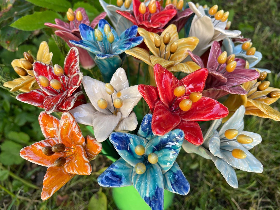 Ceramic Amaryllis Flower Ceramic Flower for Flower Plant Etsy