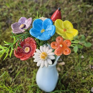 8 flowers, Ceramic Flowers Bouquet,Floral centerpiece of handmade ceramic flowers, gifts and real touch bouquets