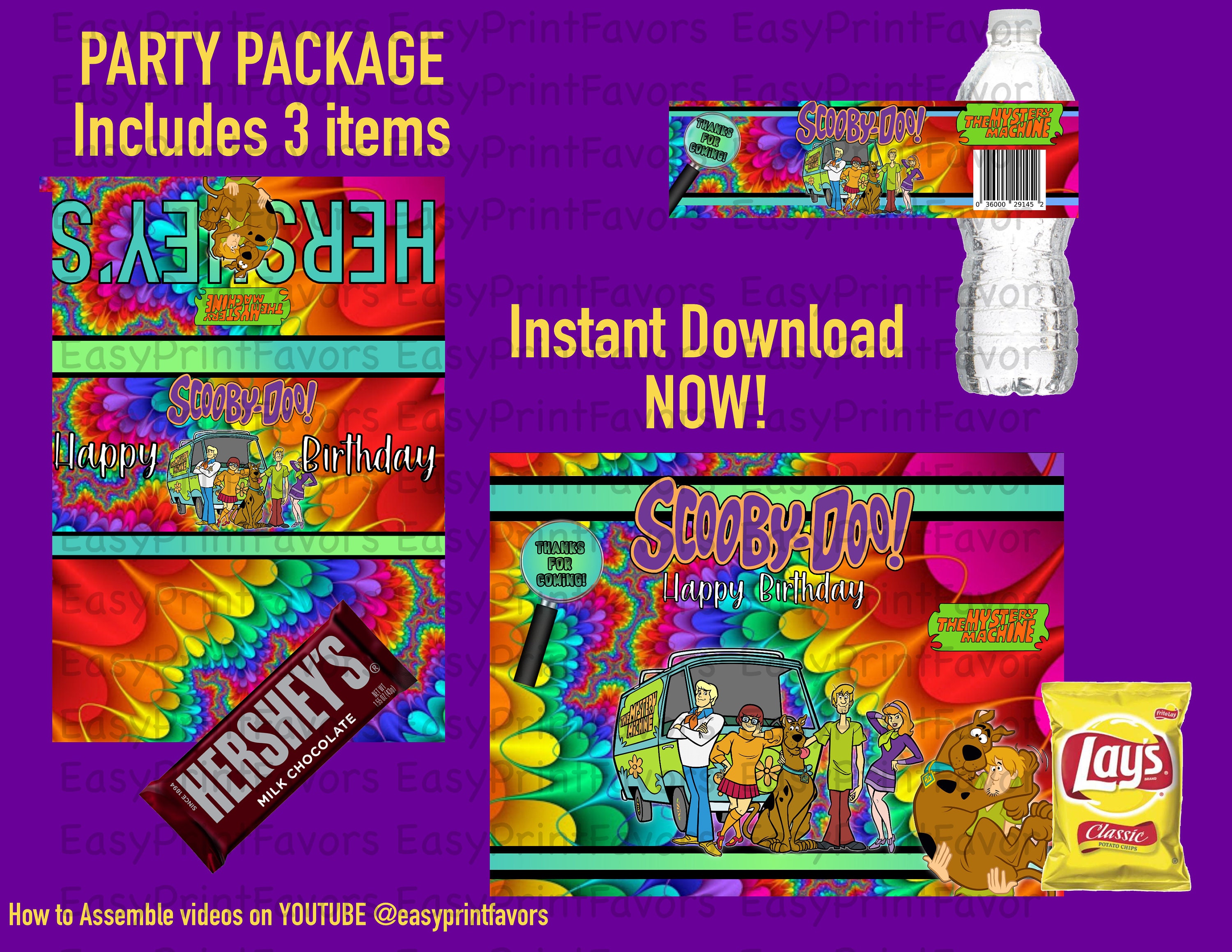 Scooby Doo Package Bags-custom Chip Bags-scooby Doo Birthday-digital ...