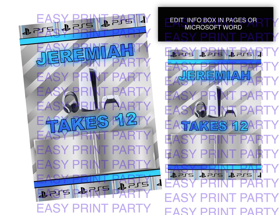 PS5 EDITABLE INVITATION Etsy