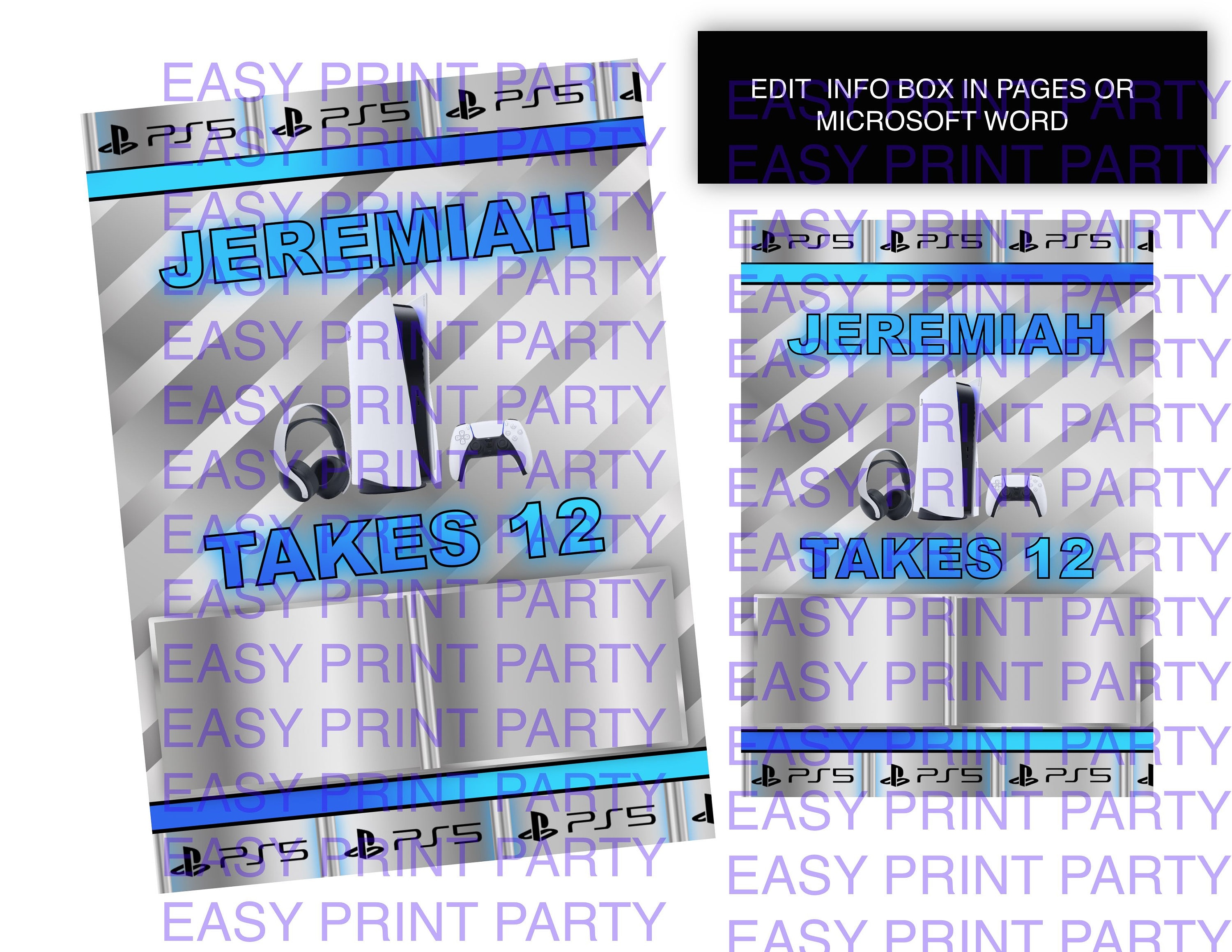 PS5 EDITABLE INVITATION Etsy