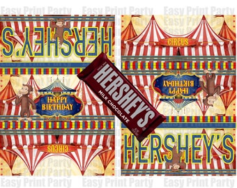 Curious George birthday favor hershey label instant download