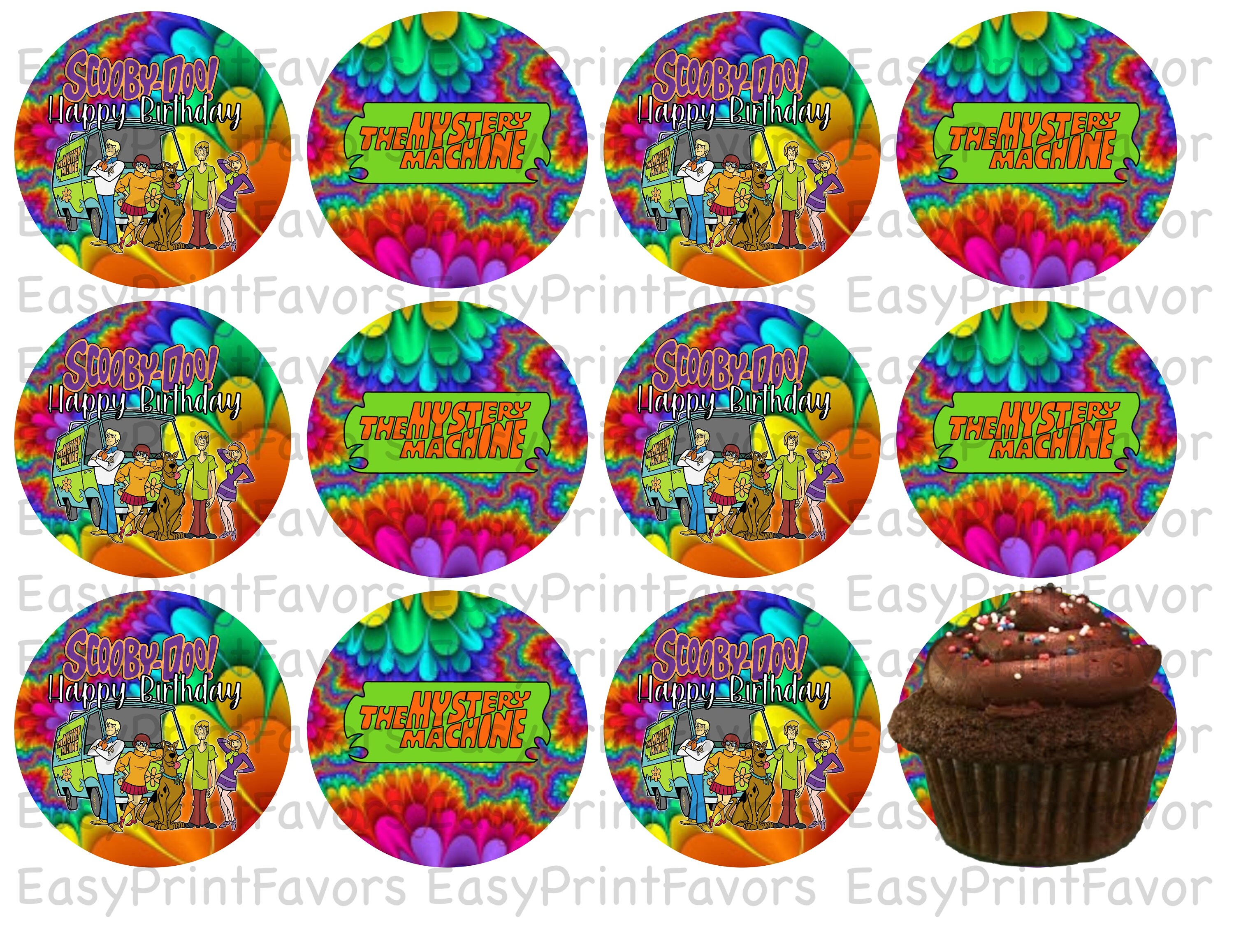 Scooby Doo Cupcake Topper Scooby Doo Birthday-digital-printed-party ...