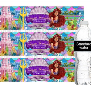 Brown Ariel favors water labels | brown Ariel favors| the little mermaid favors