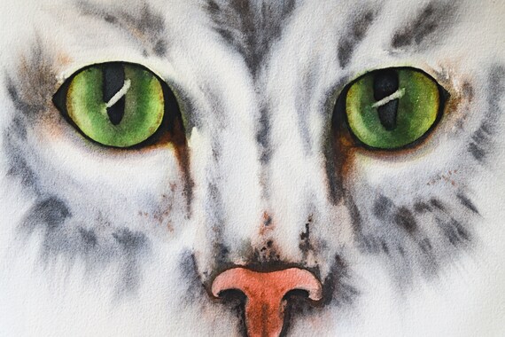 Cat Eyes Original Watercolor Animal Wall Art Pet Portrait - Etsy Cat Eyes Original Watercolor Animal Wall Art Pet Portrait - Etsy
