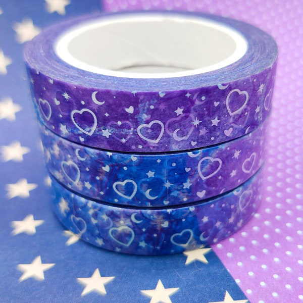 Hearts and Stars | Purple Washi Tape | Silver Foil | Journaling | scrapbooking