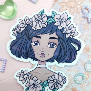 Incroyable fille avec des fleurs Autocollant | | Rose & Vert | de fille mignonne Autocollant de planificateur| | autocollant de parodie d’eau Bujo | Autocollant de botte d’eau