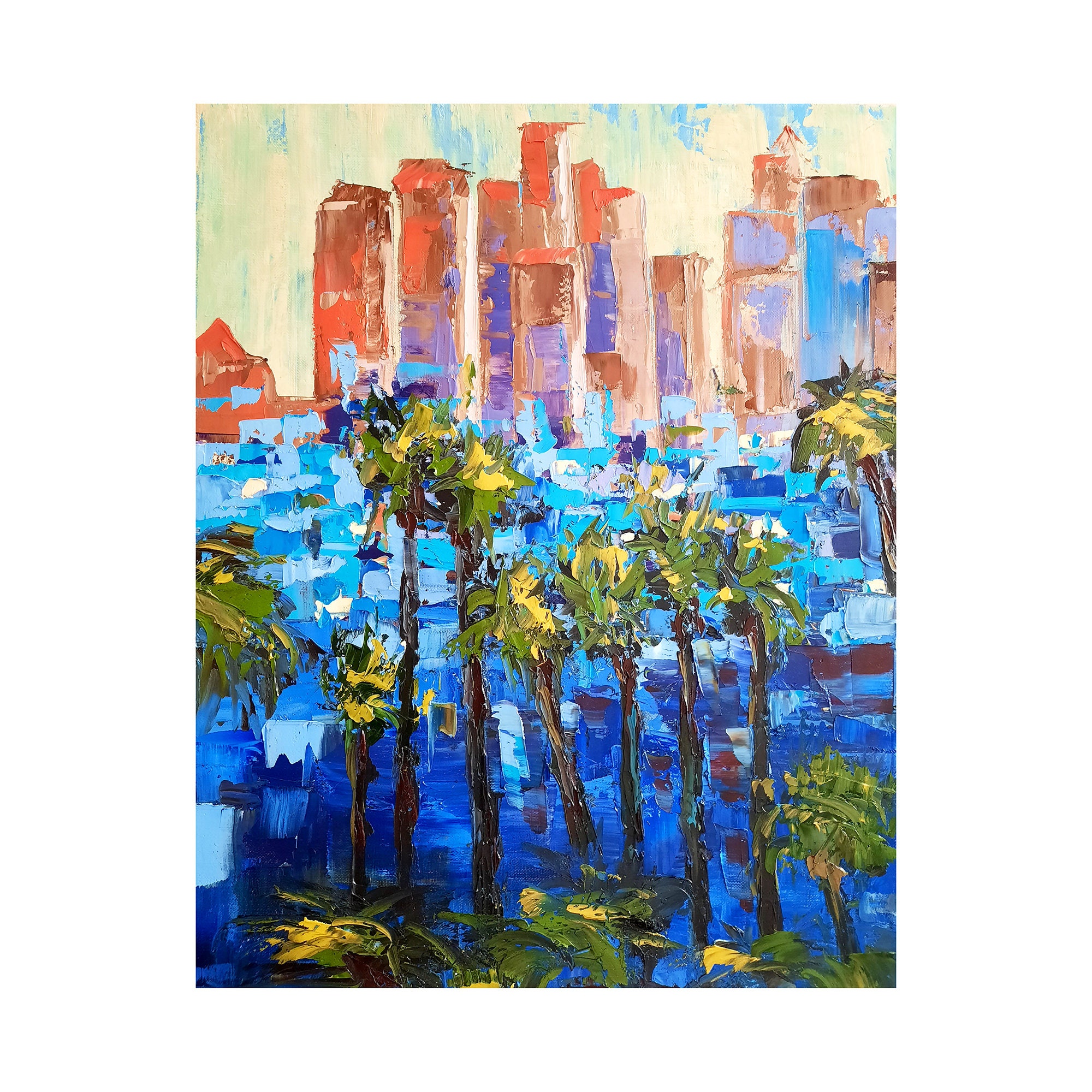 Los Angeles Painting Canvas Original Art 20 by 16 California Etsy