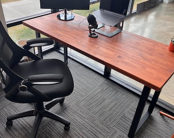 Butcher Block Desk: Solid Wood Table Top, Steel Legs