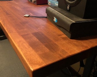 Butcher Block Desk - Custom made with sustainably sourced wood. Distressed, Modern, Industrial (SQ-11)