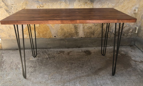 Butcher block desk with on sale hairpin legs