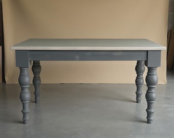 Custom Farmhouse Dining Table: Solid Wood with Turned Legs
