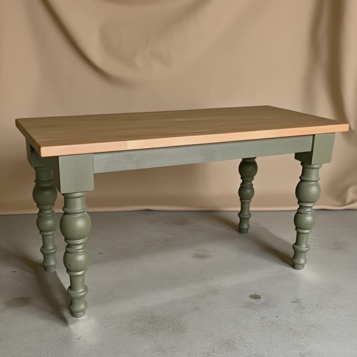 Handmade Oak Farmhouse Dining Table: Olive Green Legs, Modern Rustic - Etsy