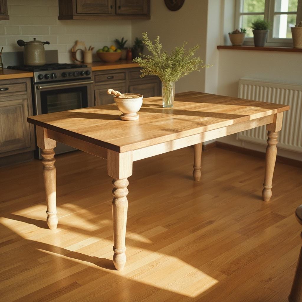 Handmade Oak Nut Farmhouse Dining Table: Solid Wood Rustic Centerpiece ...