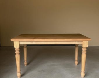 Handmade Oak Nut Farmhouse Dining Table: Solid Wood Rustic Table
