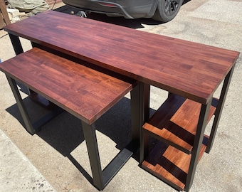 Solid Wood Desk with Shelves: Modern Sustainable Design