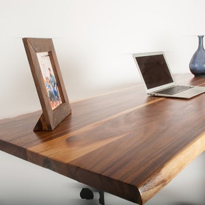 Live Edge Standing Desk: Electric Sit Stand, Solid Wood South American Walnut  Table