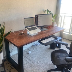 Custom Office Desktop Butcher Block - Custom made with sustainably sourced wood. Desk, Modern, Industrial Office Table Top Reclaimed (TT-10)