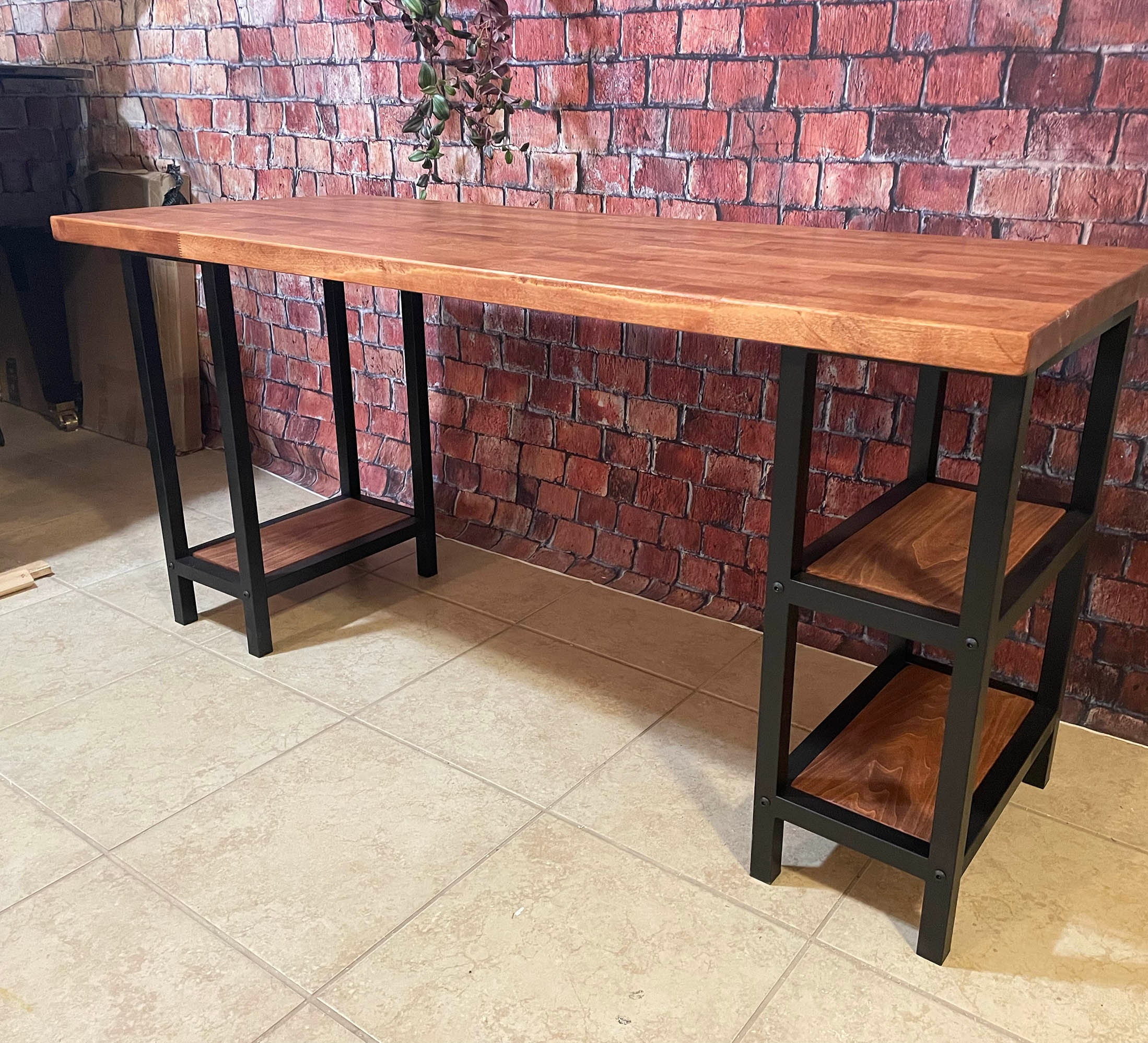 Butcher Block Desk Custom made with sustainably sourced wood. Desk