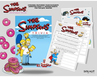 The Simpsons Animated TV Show Trivia Quiz Party Game Printable