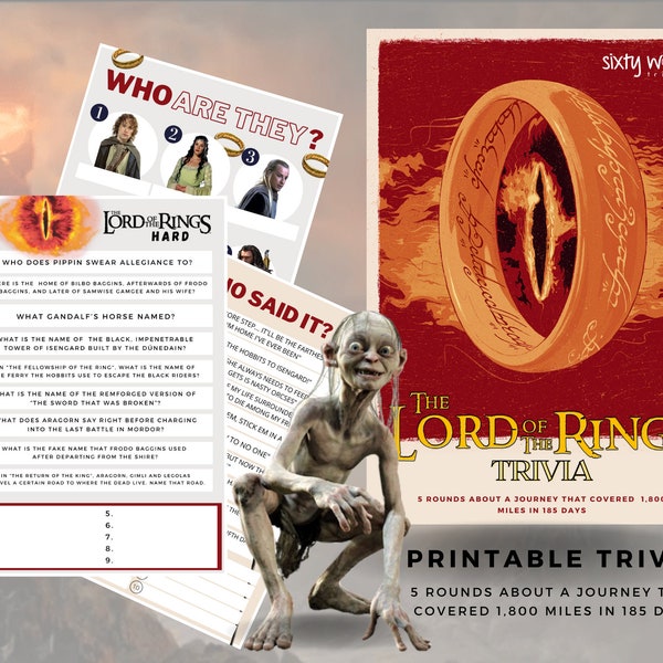 Le Seigneur des Anneaux Quiz Quiz Party Game Questions Films