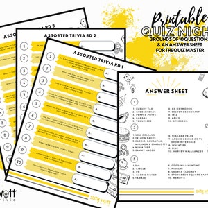 General Knowledge Quiz Night Sixty Watt Pub Quiz #4  Trivia Quiz  Game Question Knowledge Party Game