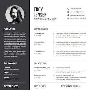 Resume Template Word, CV Template, Cover Letter, Teacher Resume Template, Professional and Creative Resume, Modern Resume, Instant Download