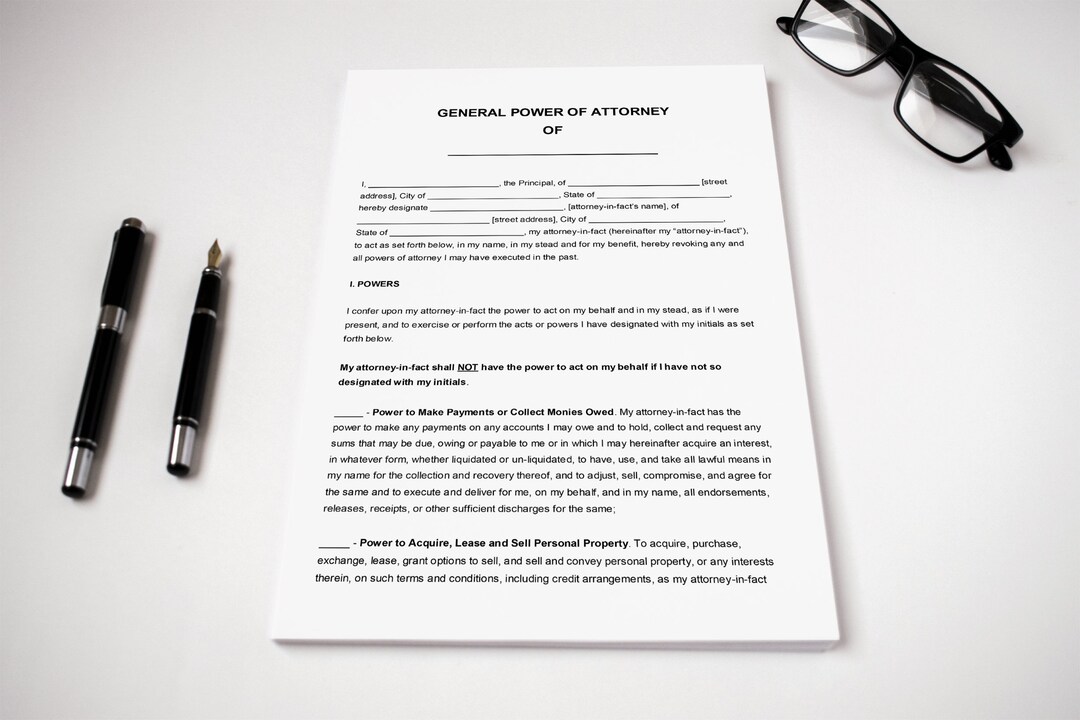 General Power of Attorney PRINTABLE File Simple POA Legal Document ...
