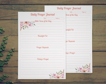 Printable Prayer Journal, Floral Christian Devotional Planner (Digital Download)