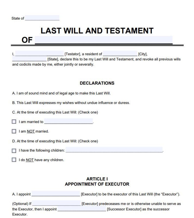 Living Will Template PRINTABLE Advance Care Directive Organ Donor ...