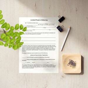 Limited Power of Attorney PRINTABLE File Standard POA Finance Property Sale Execution Agreement Legal Form Document Template Editable PDF