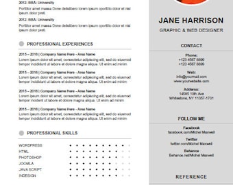 Photo Resume Template Bundle for Word, Modern CVs and Cover Letter