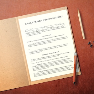 Financial Power of Attorney Durable Lasting PRINTABLE File Legal Form Document Template DPOA Editable PDF Finance Management Digital File