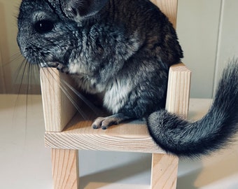 Wooden Throne for Chinchillas and other Critters. Made of Kiln Dried Pine.